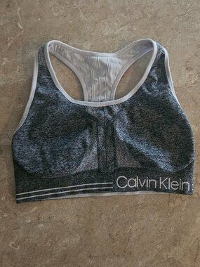 Calvin Klein Performance Sports Bra Gray Seamless Racerback XS